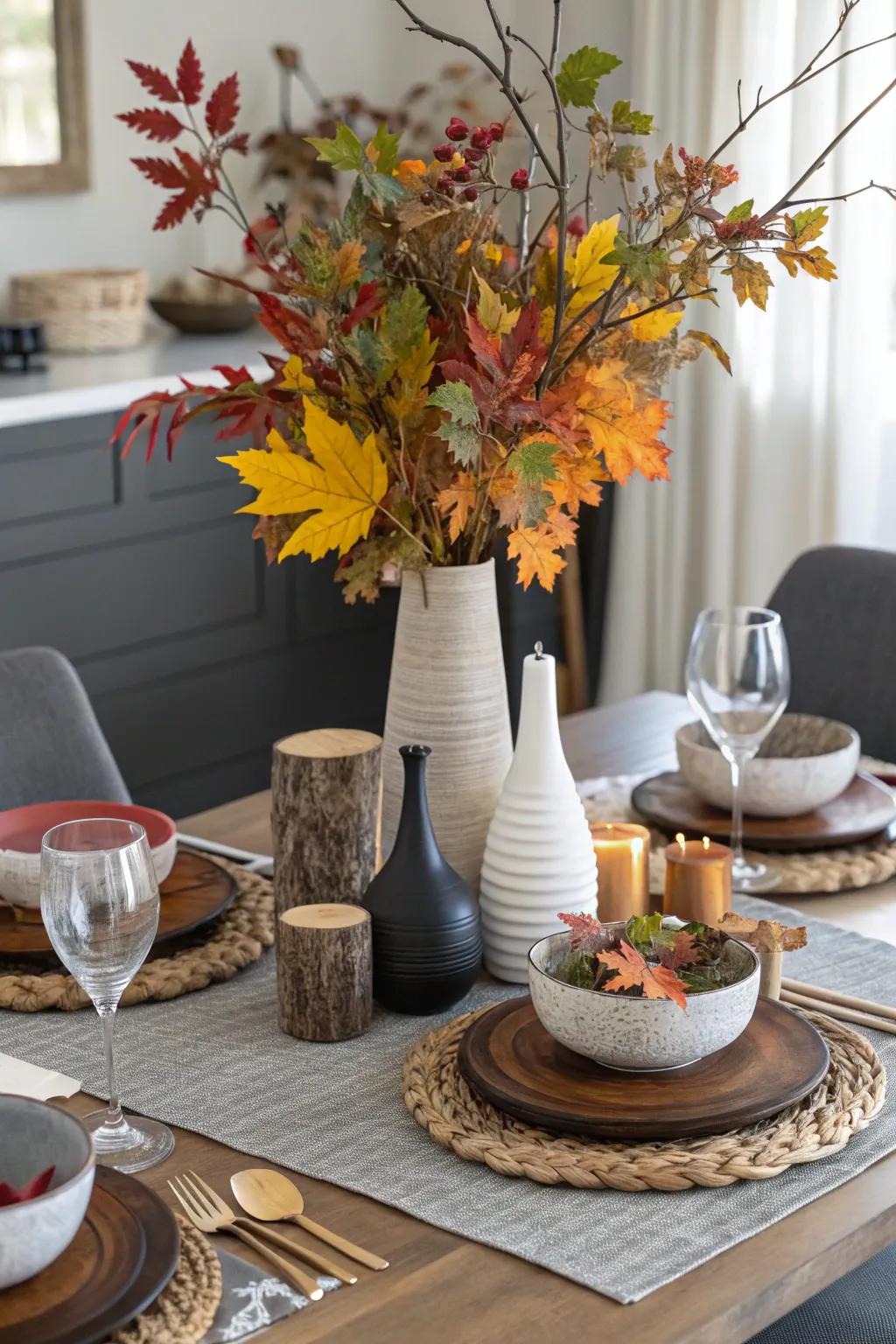 A mixed variety of features fashions a singular fall centerpiece.