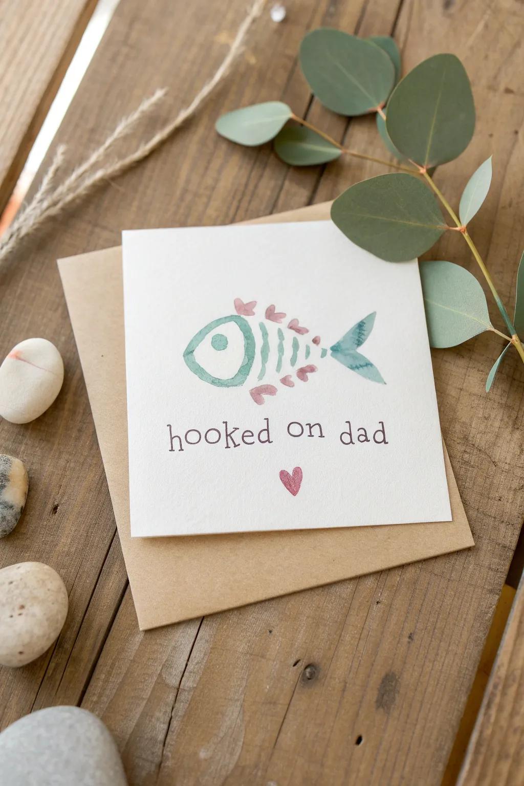 Celebrate Dad's passion using a handcrafted angling-inspired card, perfect for the minimalist at heart.