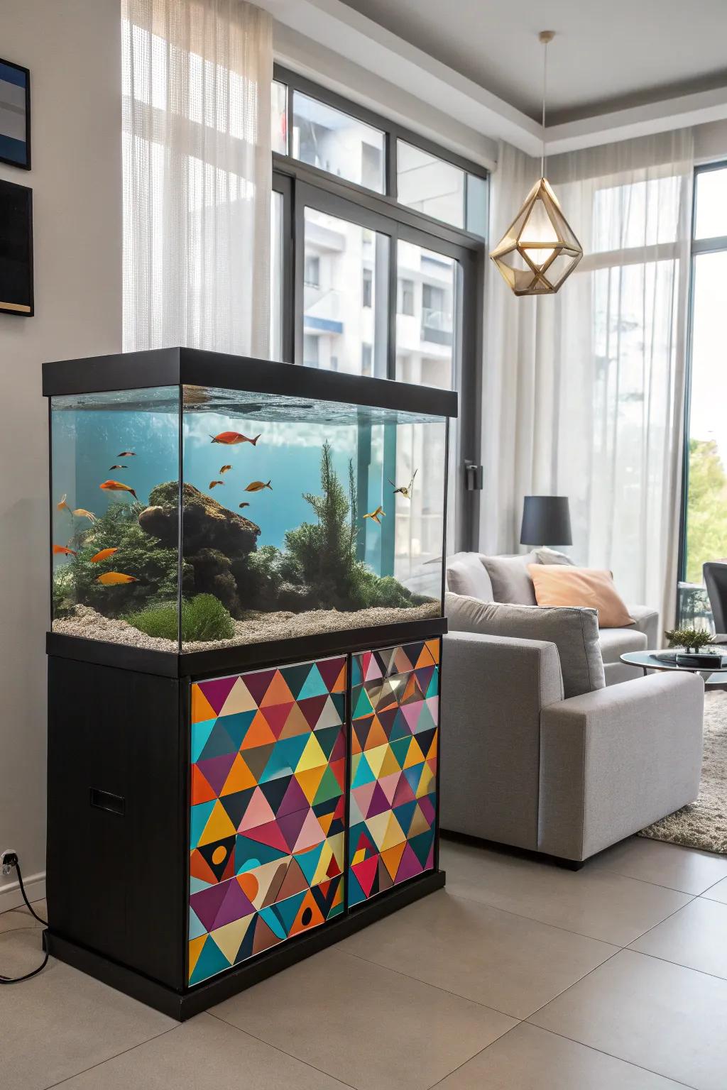 Append a burst of modernity with geometric figures.