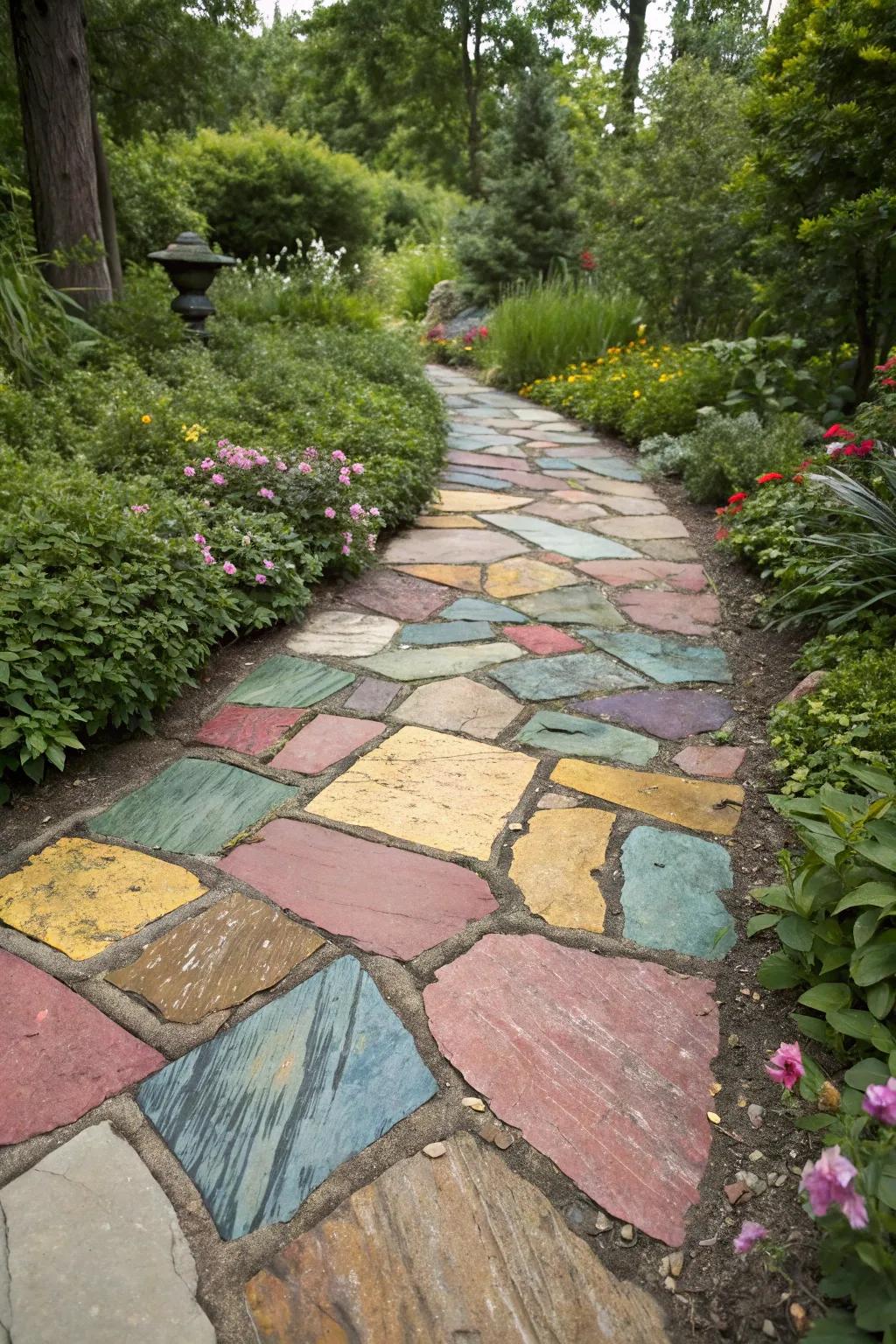 A vibrant patchwork of tiles adding energy to the landscape.