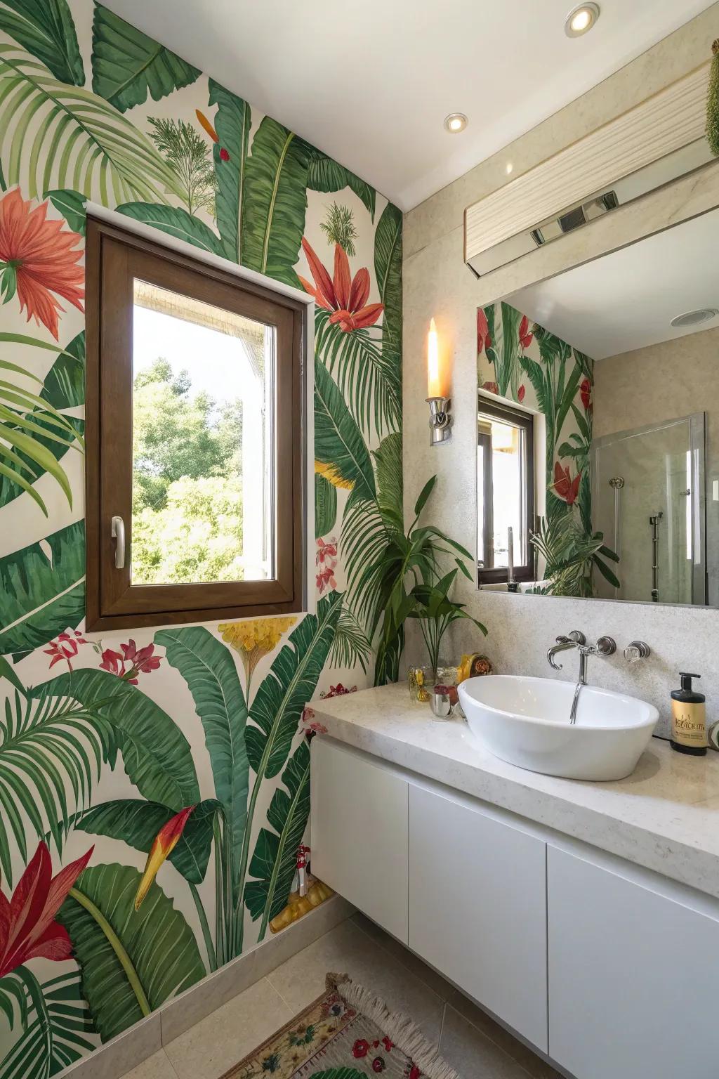 Jungle coverings transform the area into a vibrant paradise.