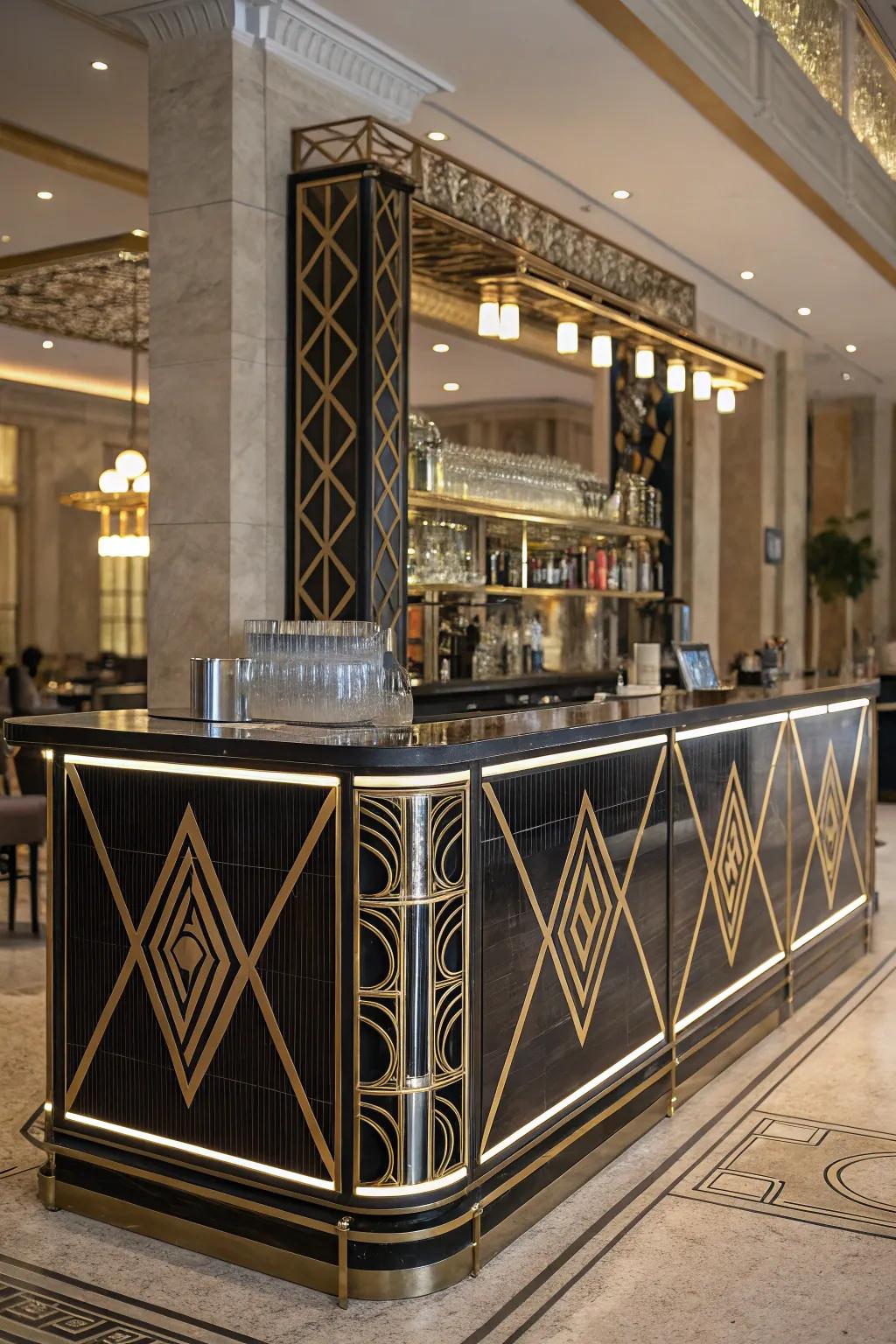 An Art Deco bar that exudes sophistication and panache.