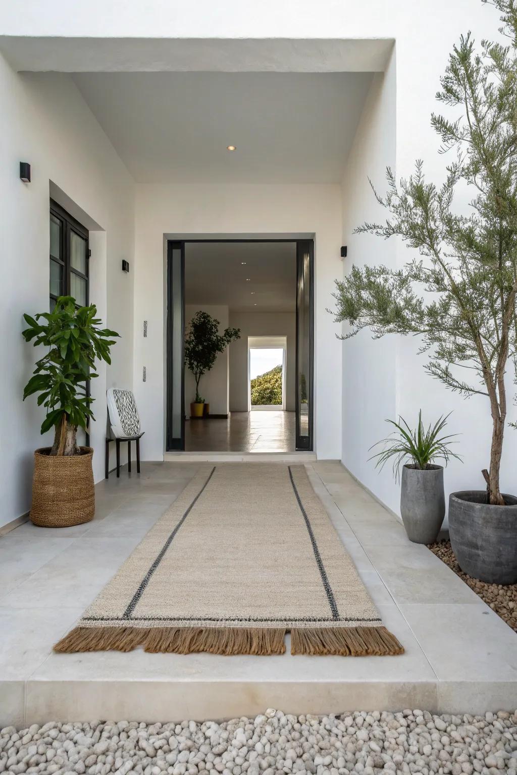 Minimalist rugs provide a sleek and sophisticated entry statement.
