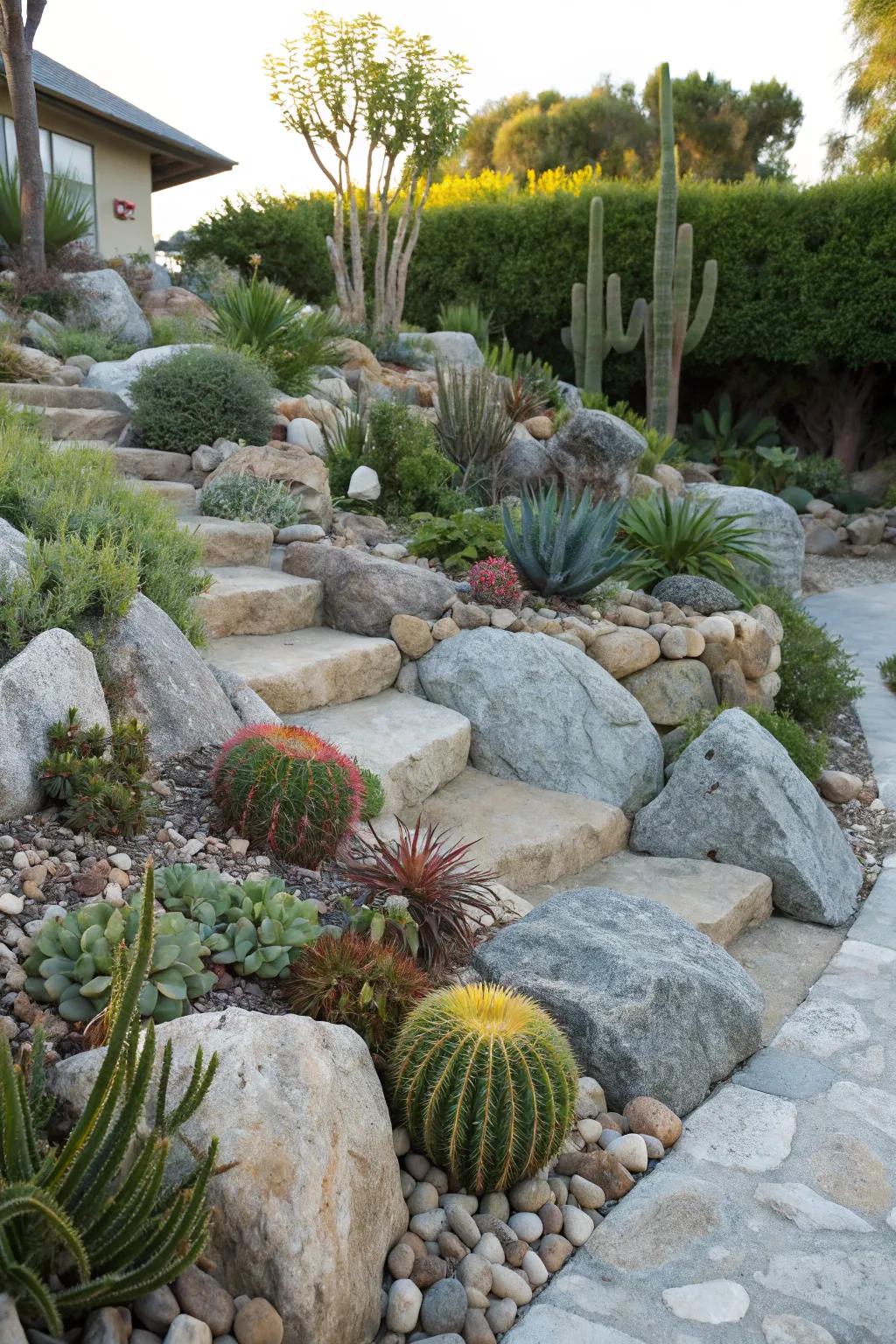 A natural rock garden showcasing diverse textures.