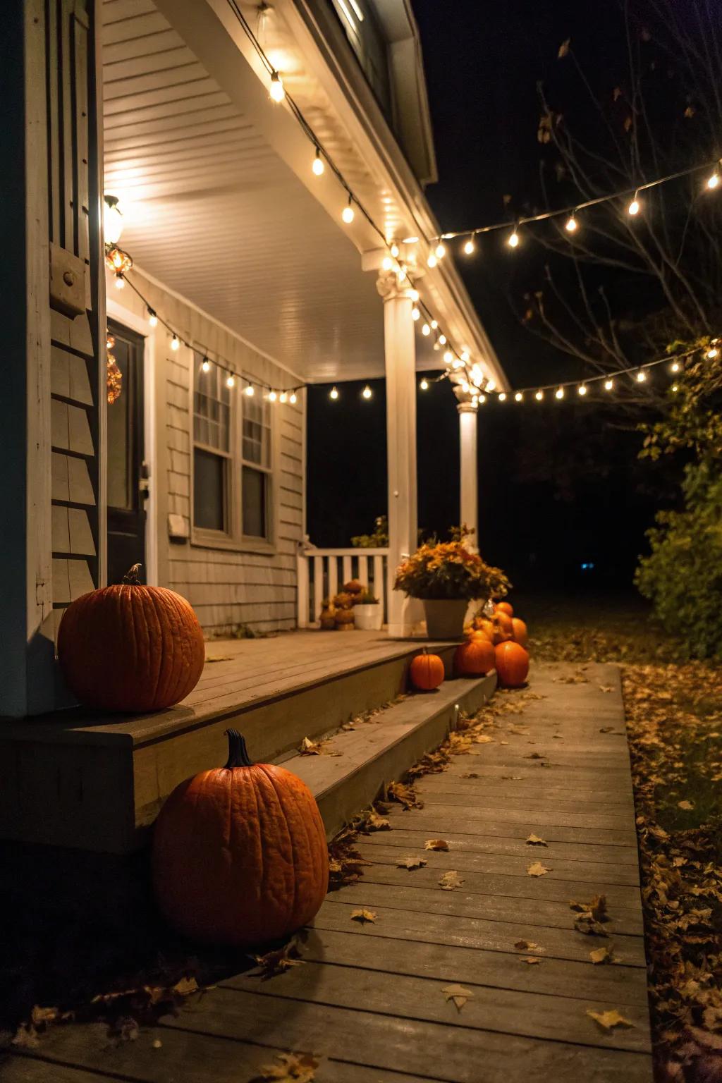 Fairy illumination fashions a bewitching ambiance amongst squash.