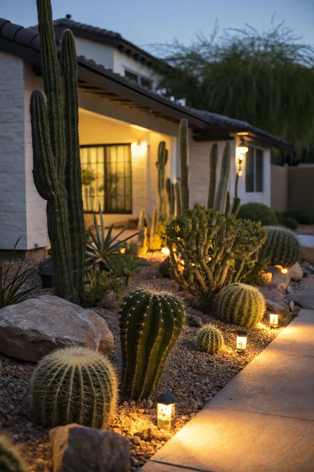Magical nighttime glow featuring landscape illumination.