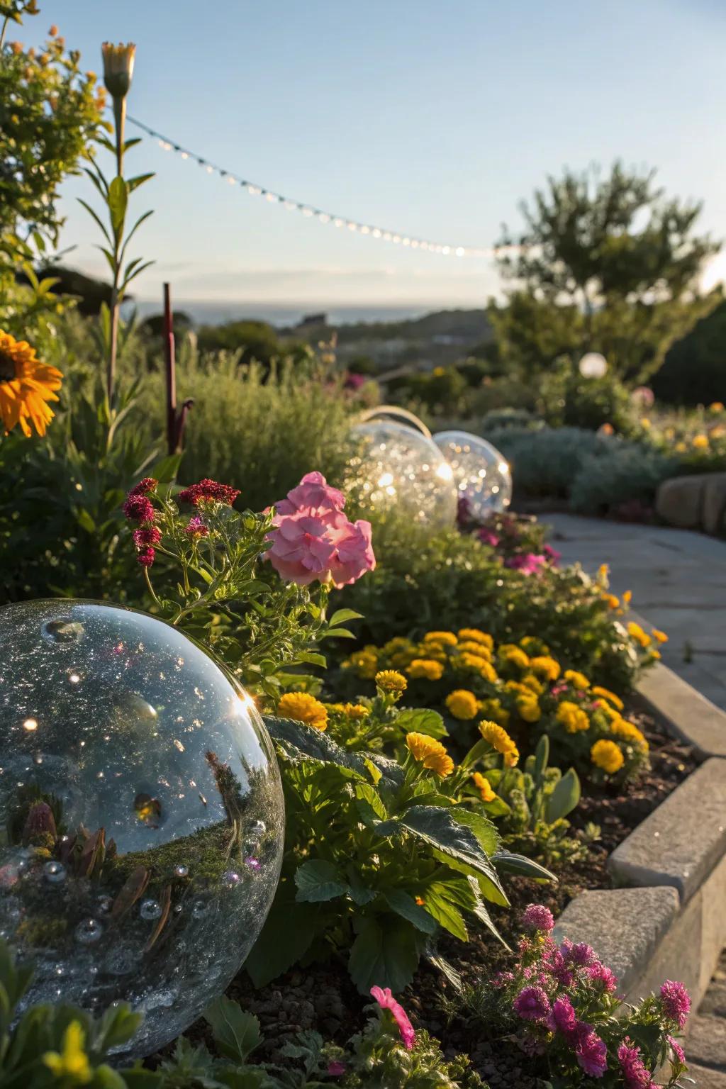 Contribute a hint of shimmer to your yard through glass orbs.
