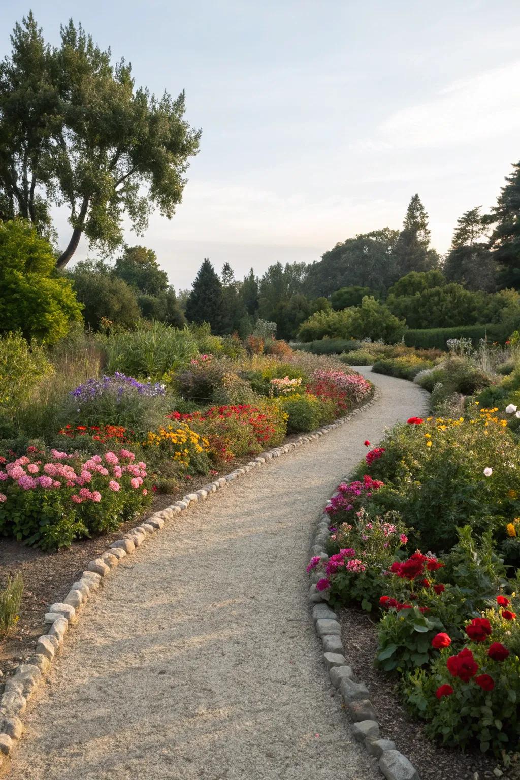 Organic paths winding through a stone garden