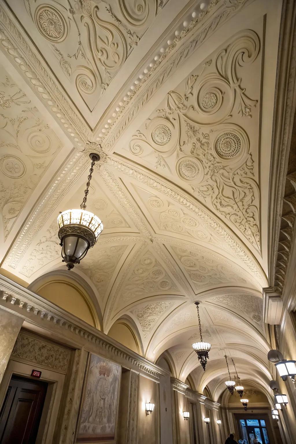 Painted textures can convert ceilings into artistic pronouncements.