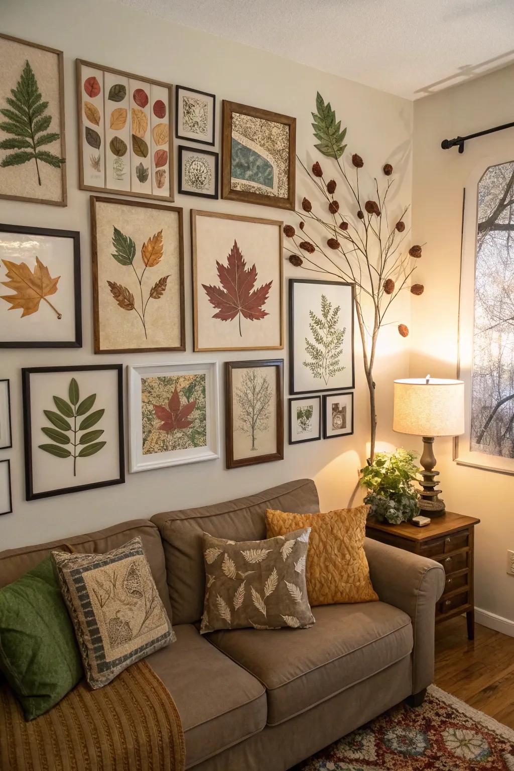 Naturally themed art creates a serene and inviting atmosphere.