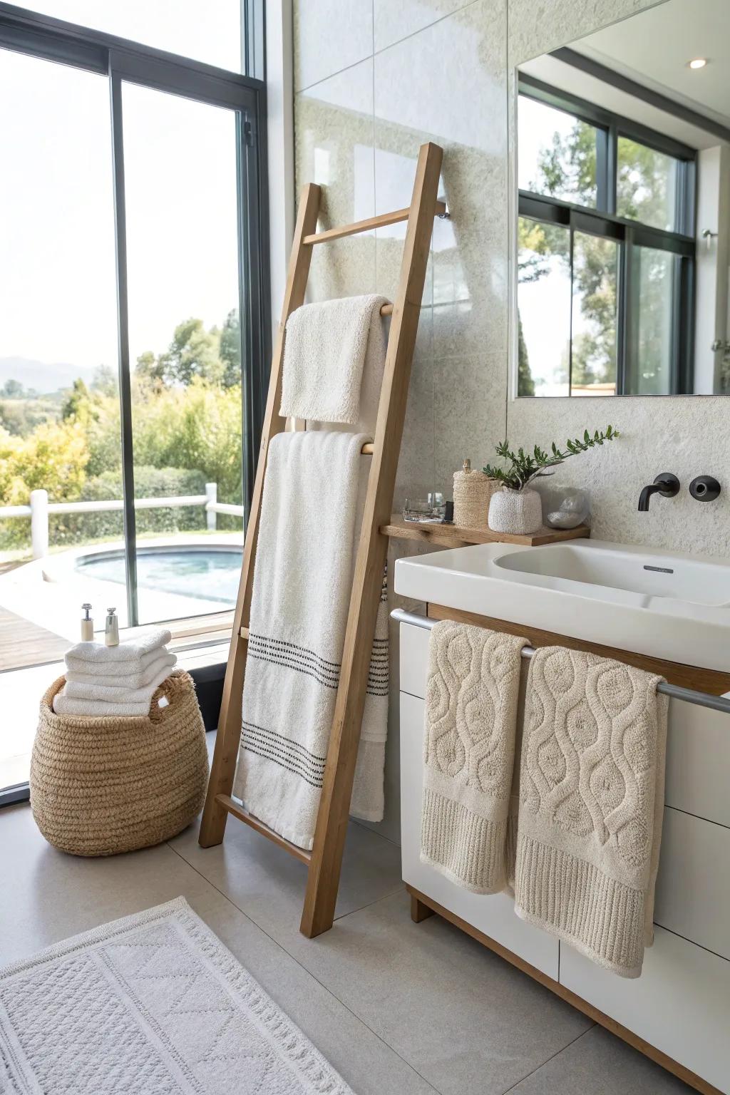 Eco-friendly towels add sustainability and luxury.