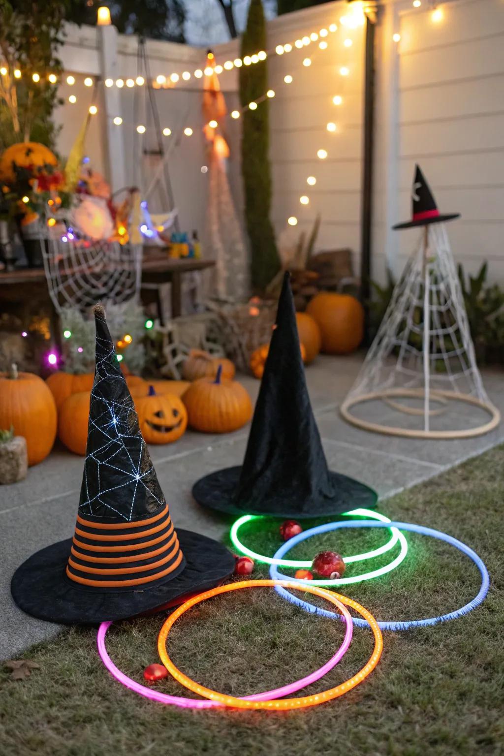 A witch hat ring toss offers playful fun for everyone at the celebration.