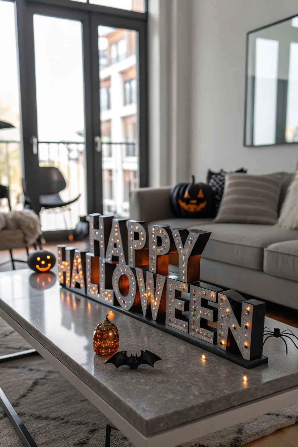 Metallic finishes giving a modern edge to Halloween decoration.