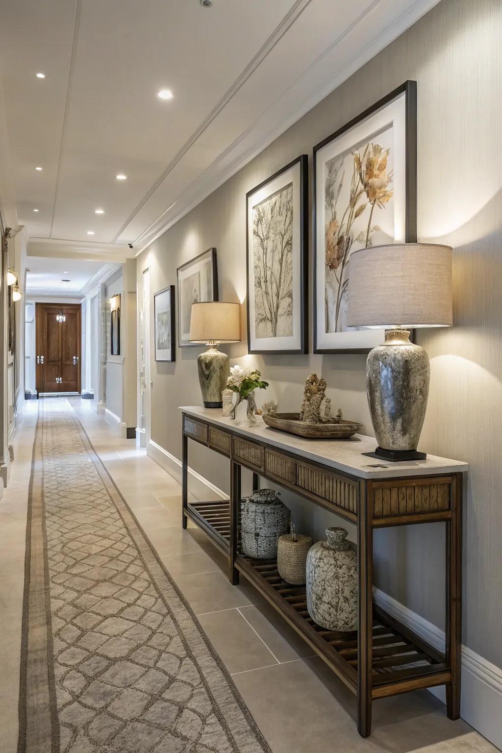 Combining art with functional decor contributes both utility and beauty.