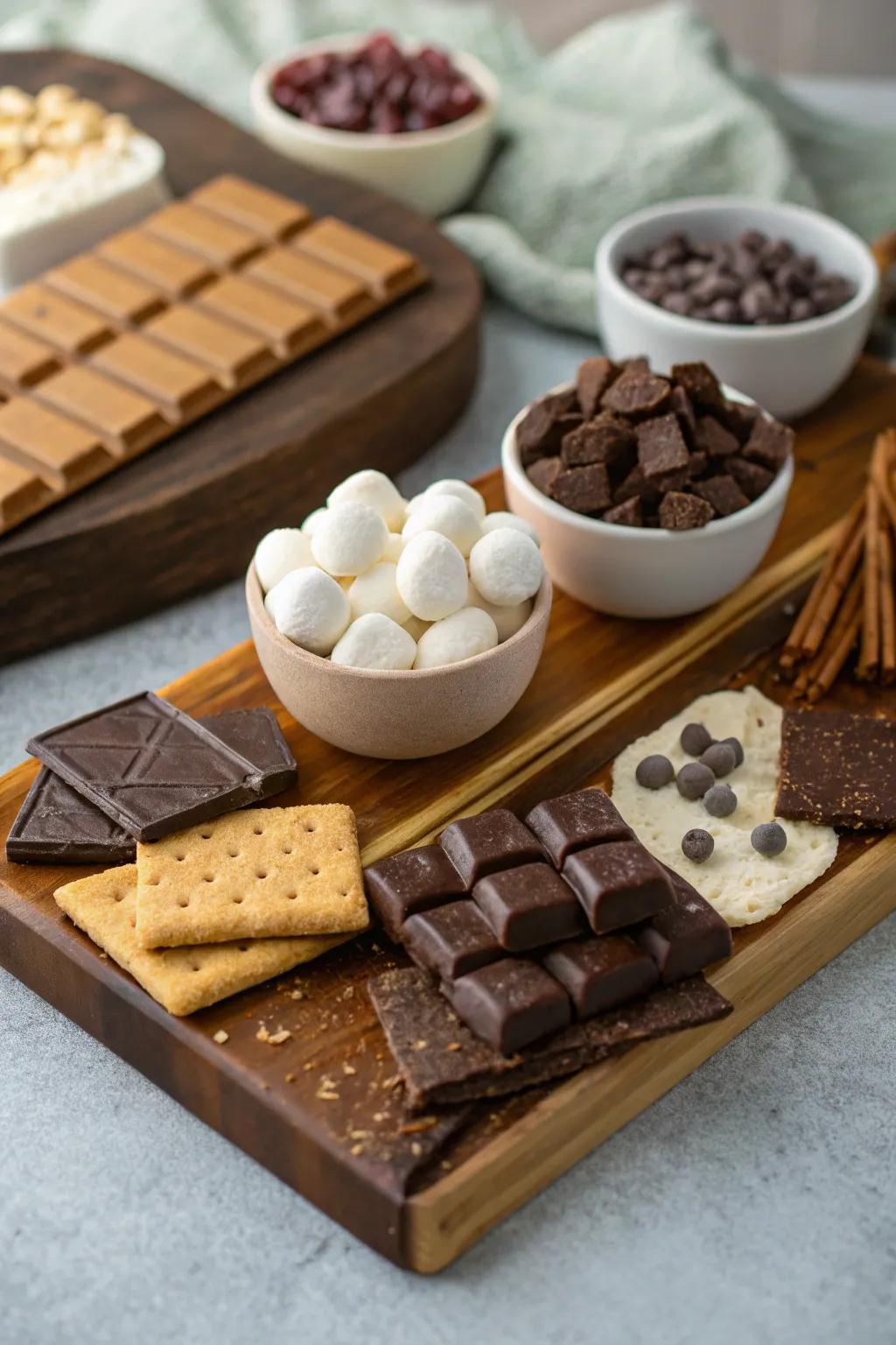 A delightful fine s'mores station for sweet delights.