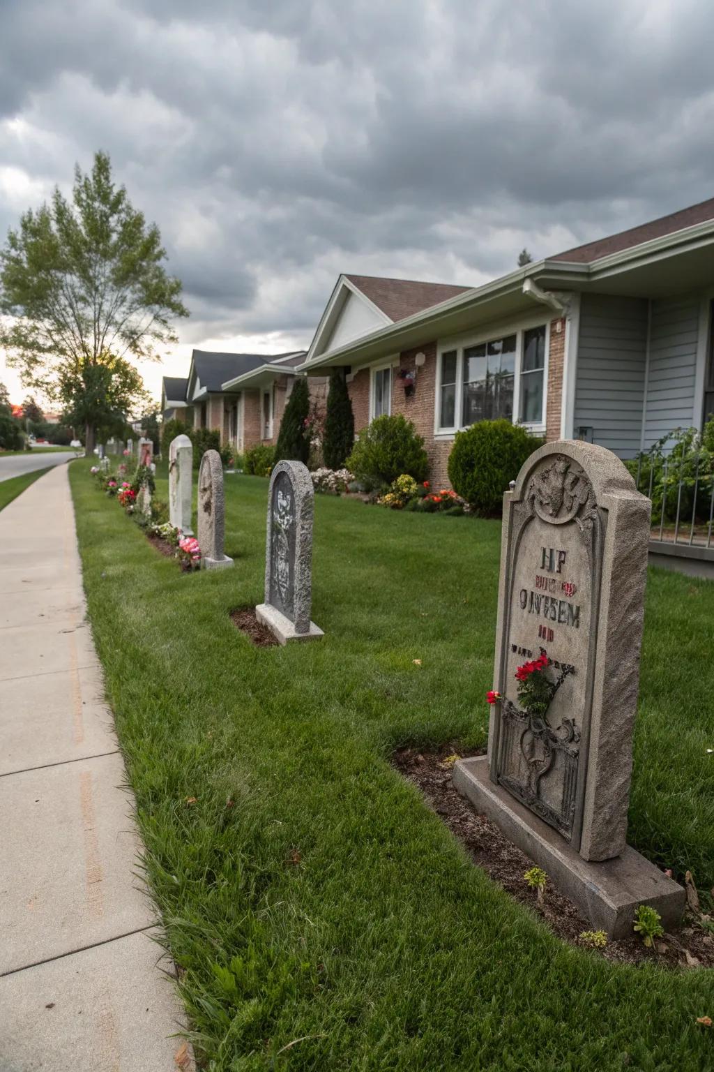 Gravestones turn your lawn into a spooky burial ground.