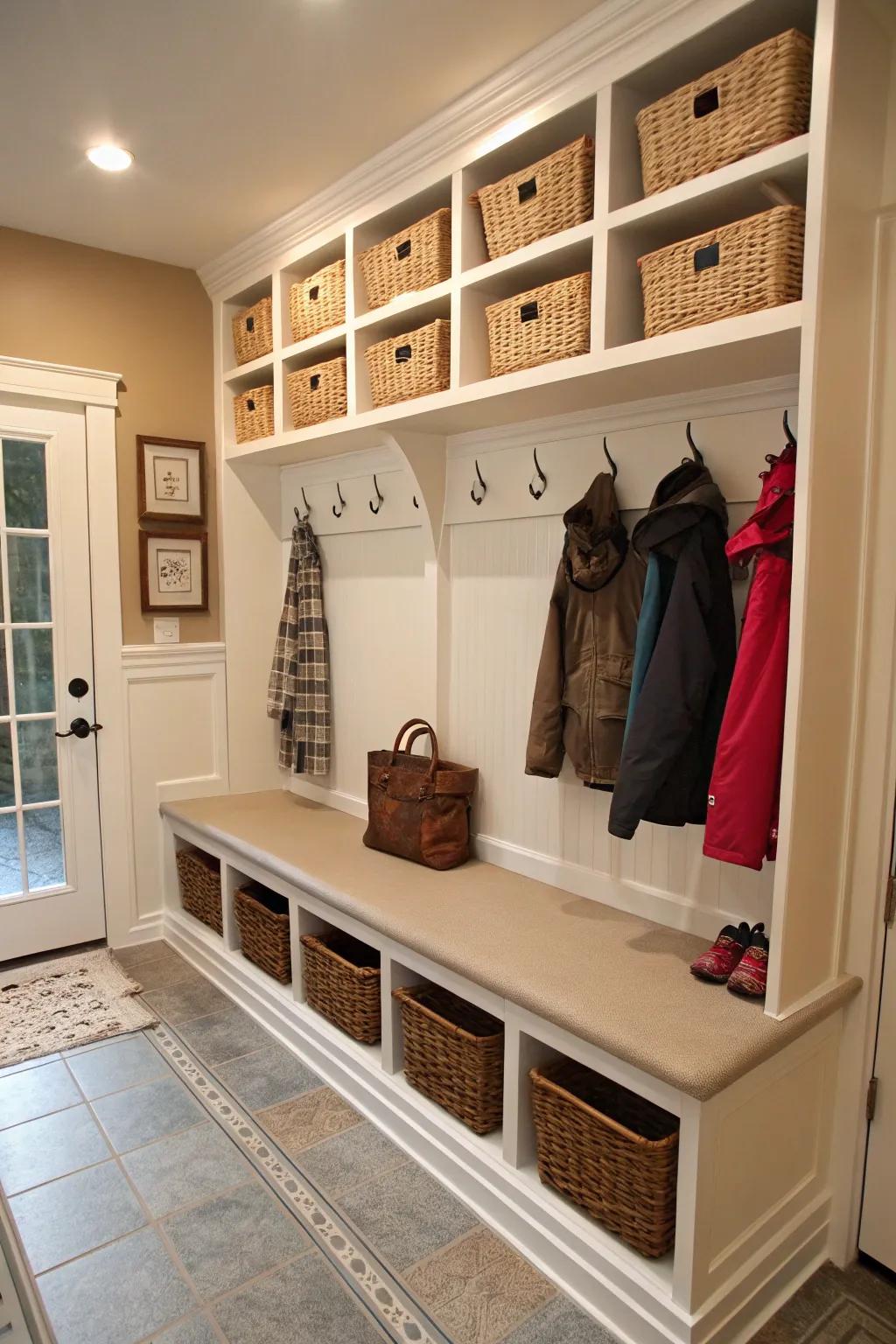 An efficient entryway for an uncluttered entrance.