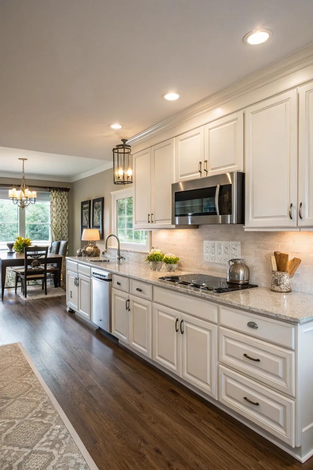 Resurfaced cabinets breathing new life into the kitchen.