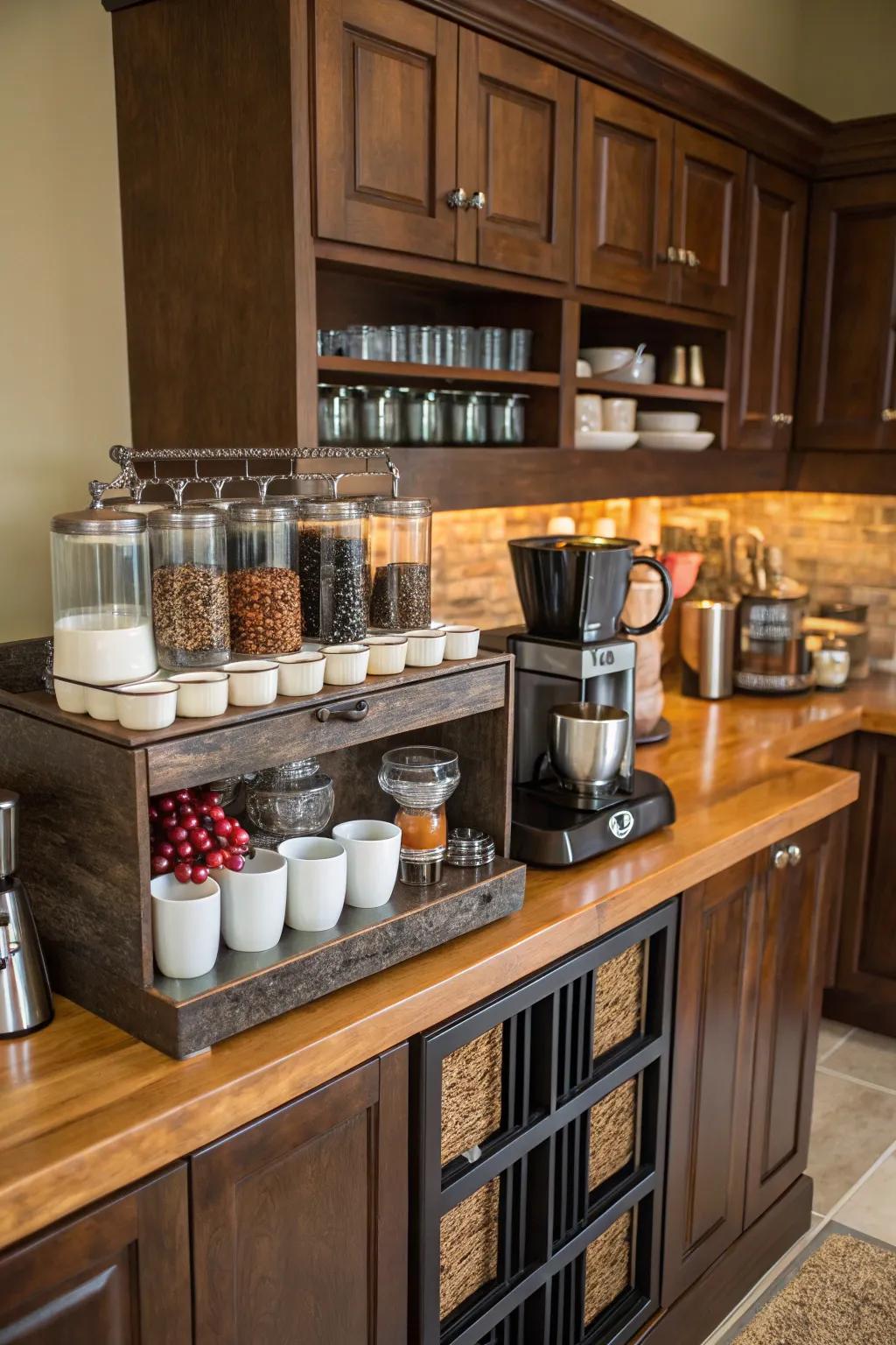A cozy coffee station to keep housewarming attendees energized