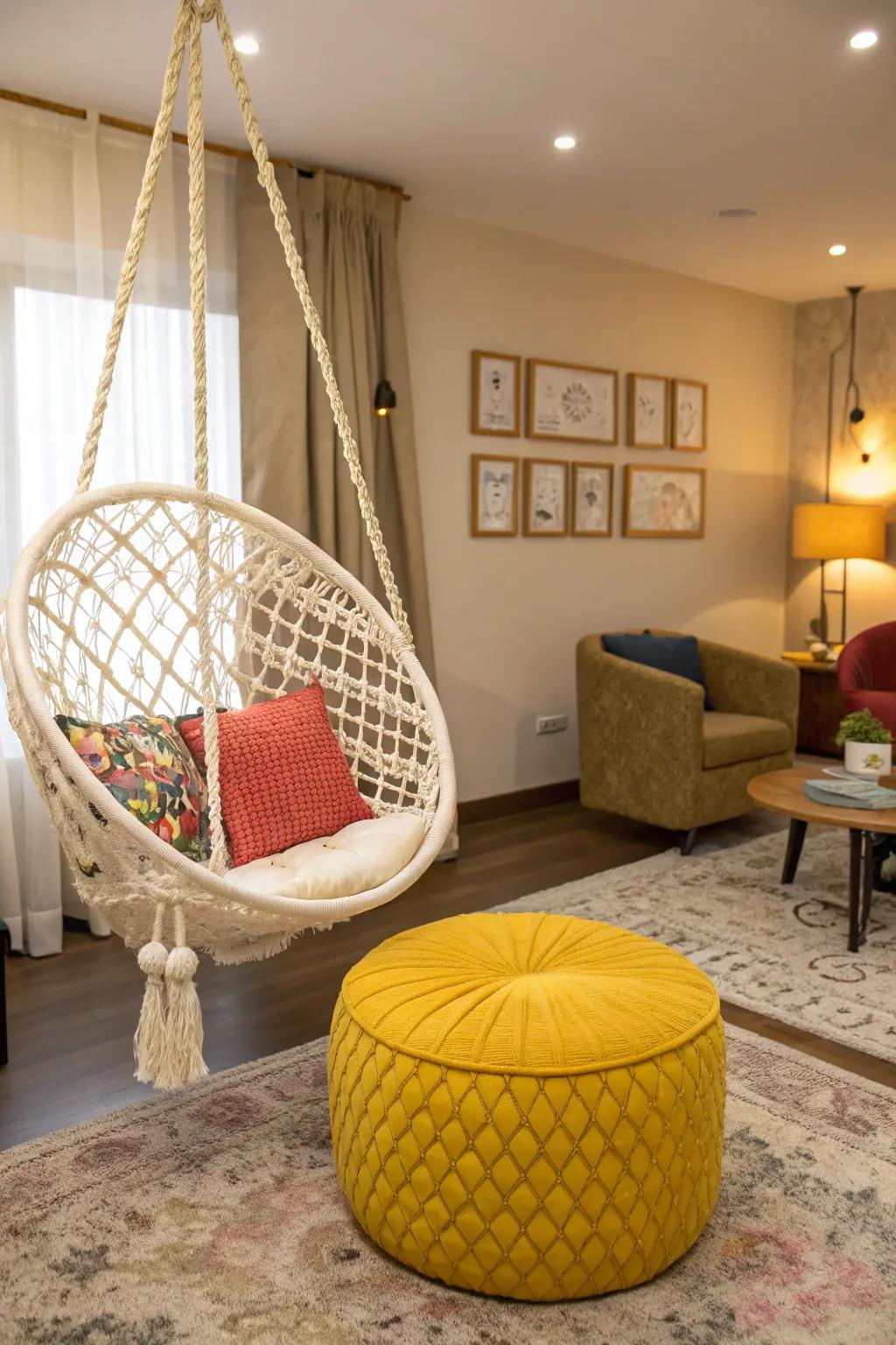 Playful details adding a playful touch to the lounge.