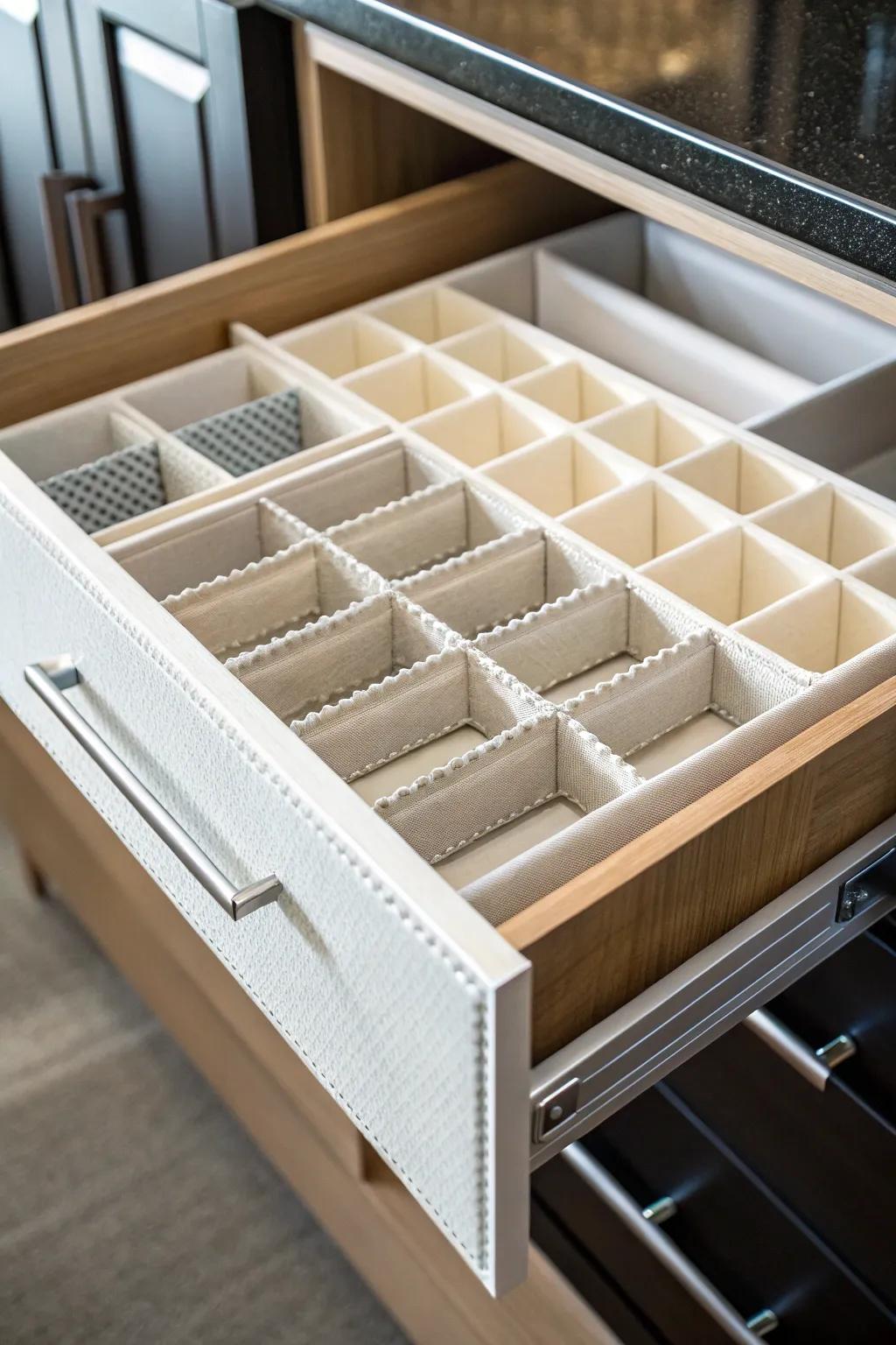 Adaptable separators furnish flexible and customizable drawer systems.