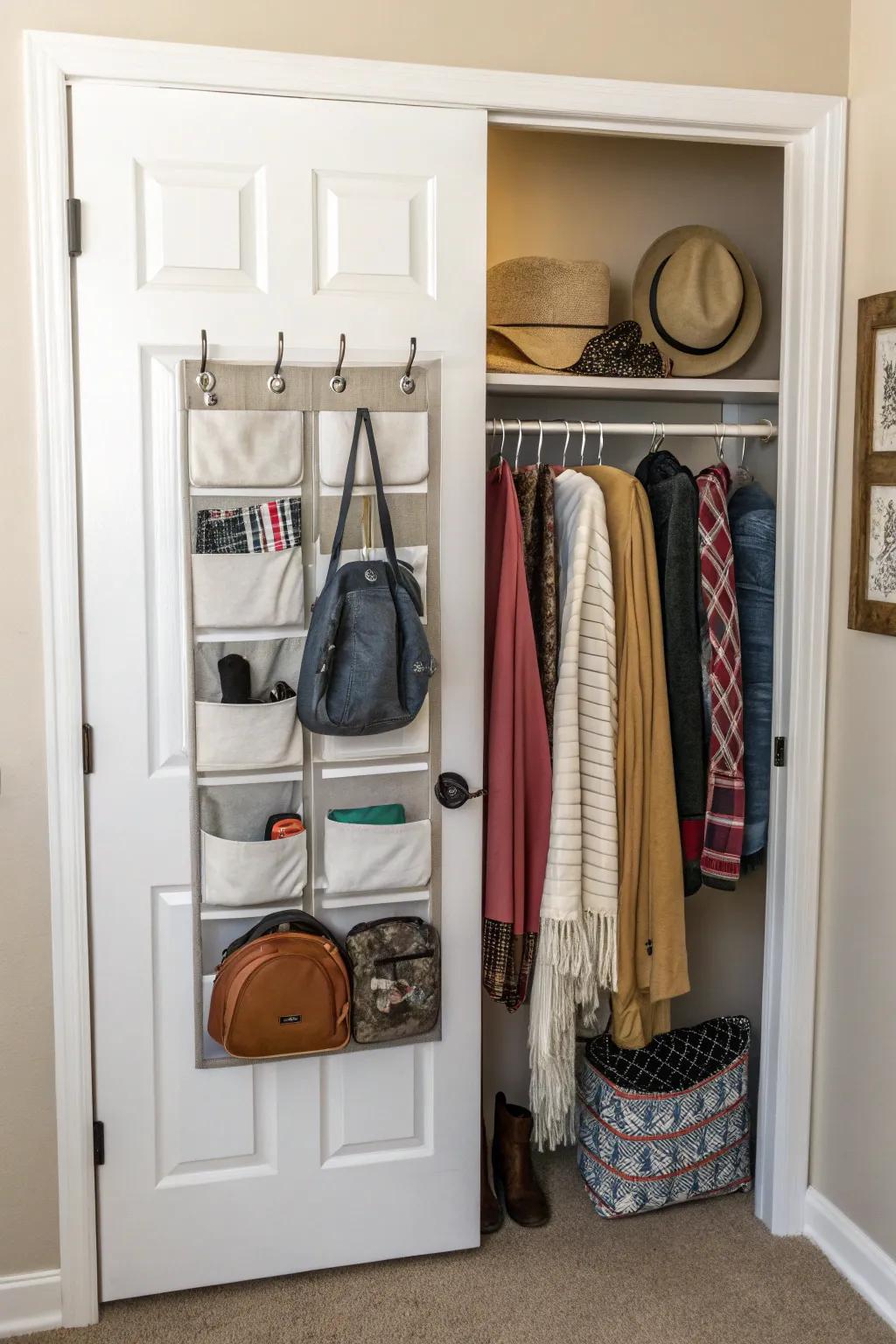 Making the most of door space for stashing workout gear.