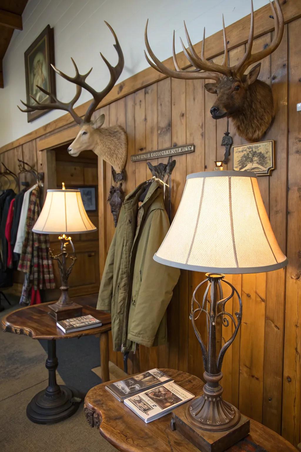 Antler decor joins function with elegance.