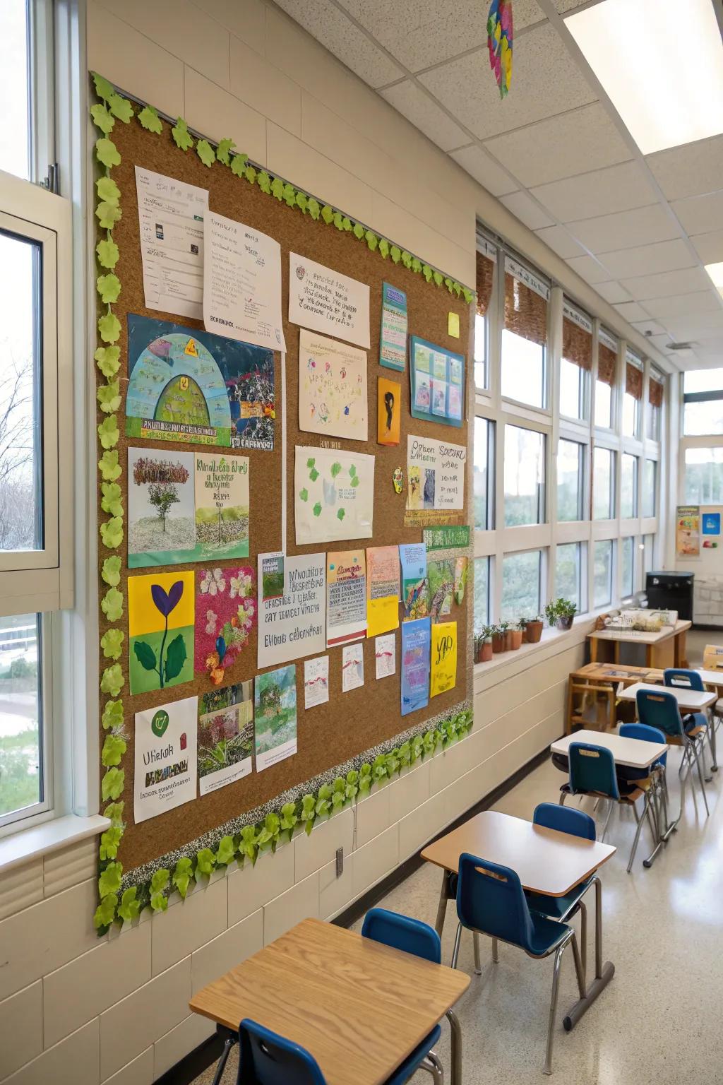 Display board made of recycled materials that is sustainable.