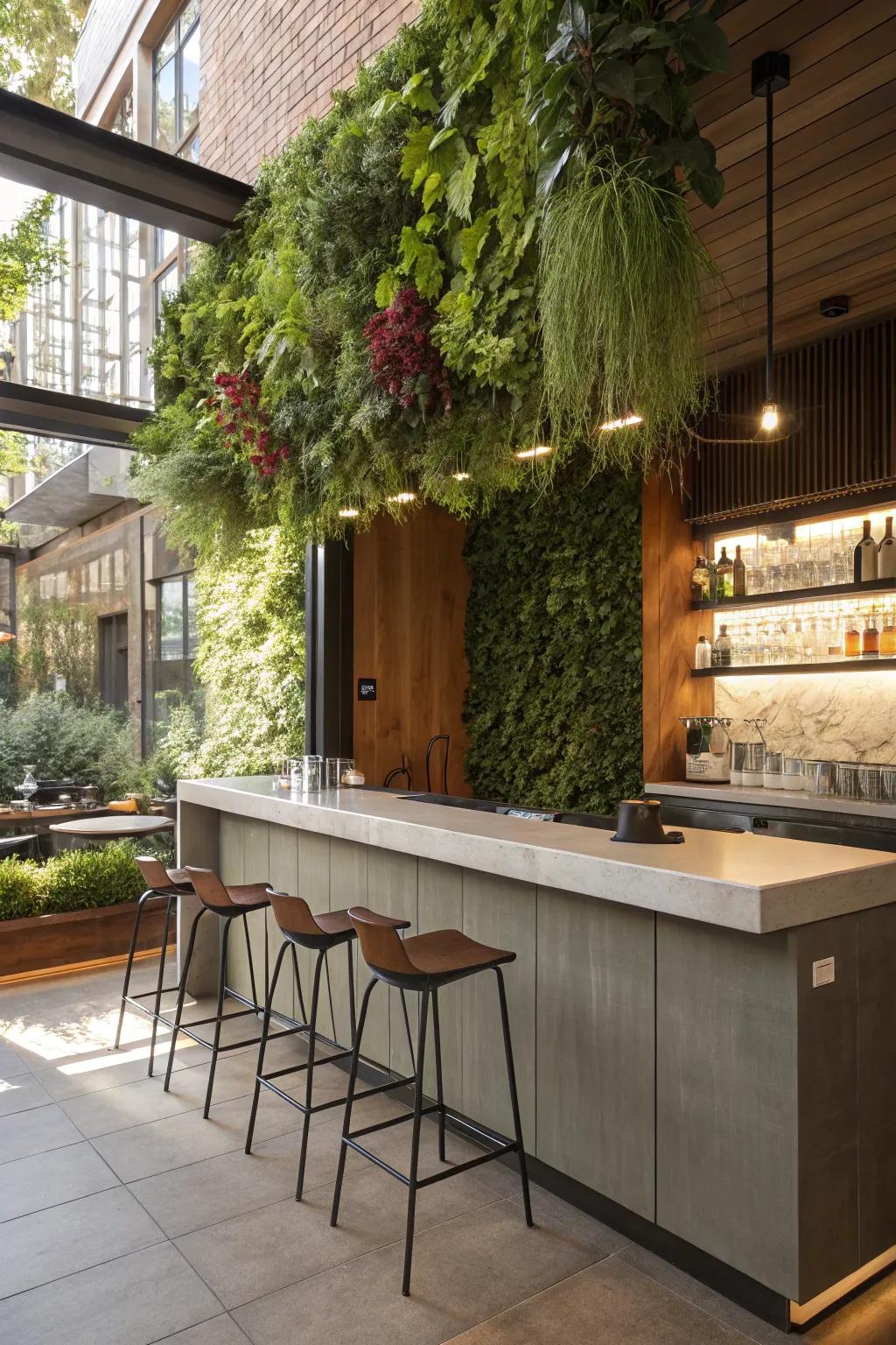 Skyward flora displays inject a fresh touch to your kitchen bar.