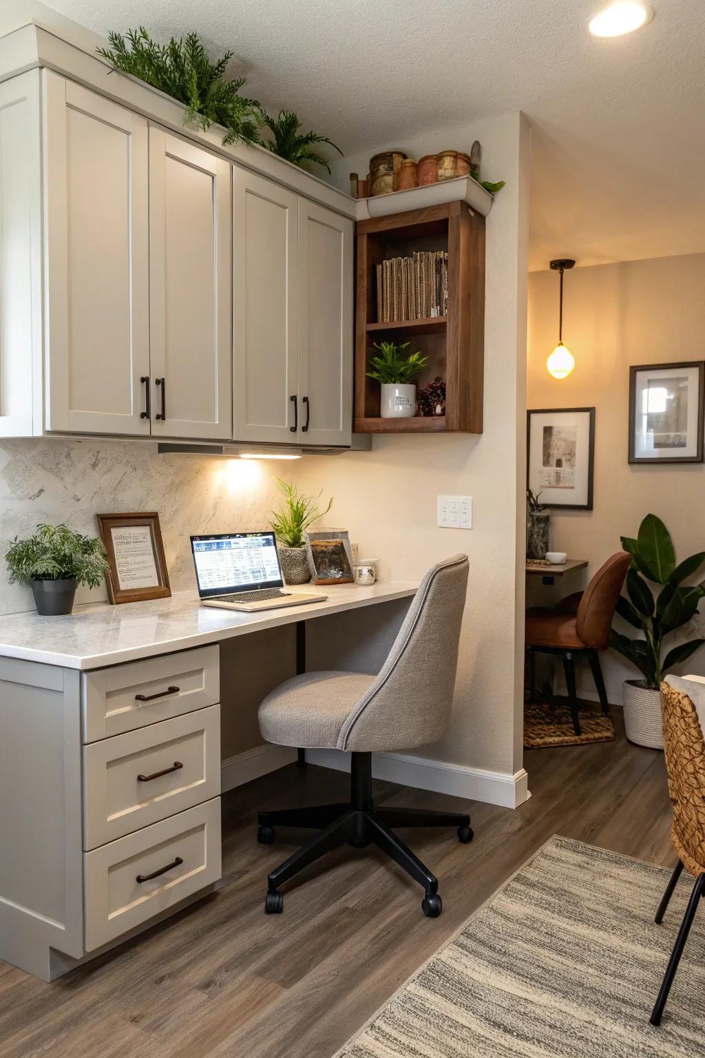Awkward spots can be turned into charming and useful workspaces.