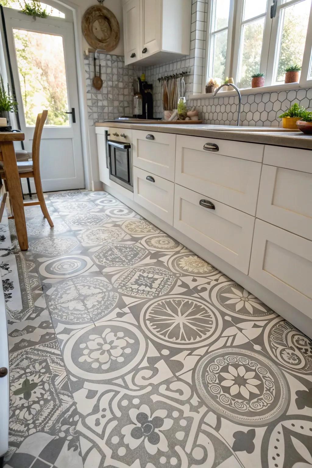 Unique flooring adds character and style to your kitchen.
