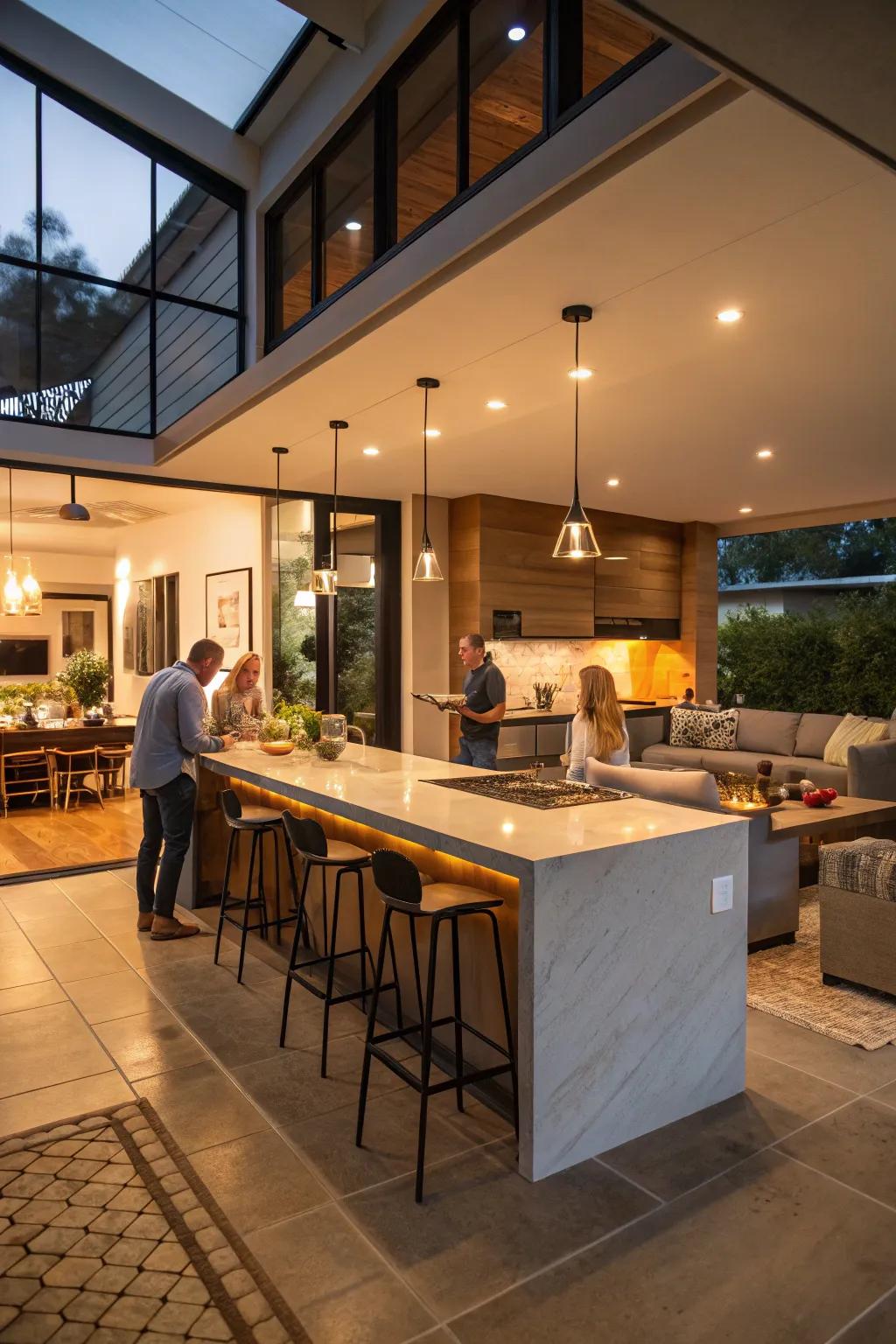 An open-layout kitchen promoting a social environment.