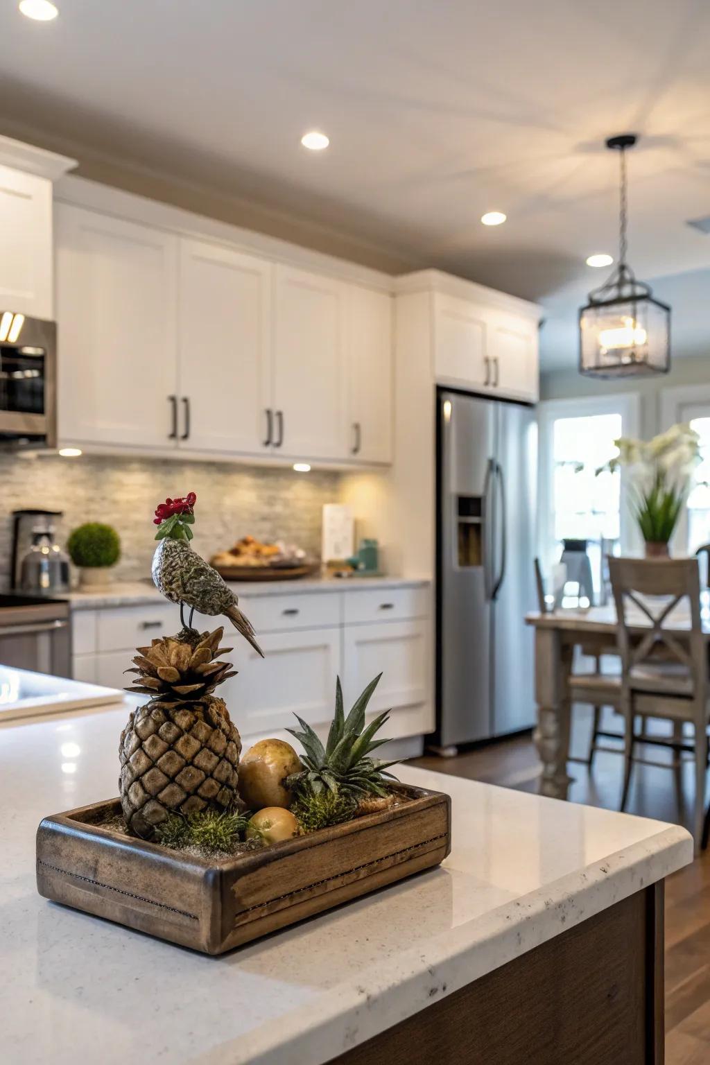 Unexpected decor aspects include a touch of intrigue to the cooking area.