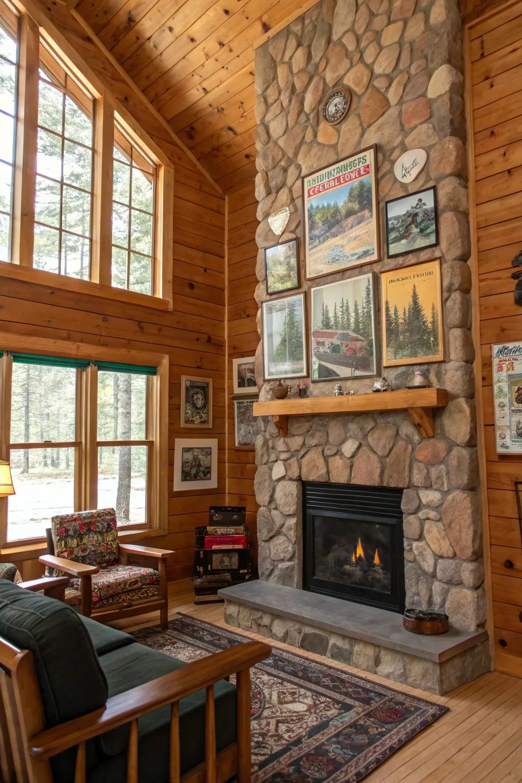 Wall decor bringing personal flair and intrigue to the cabin.