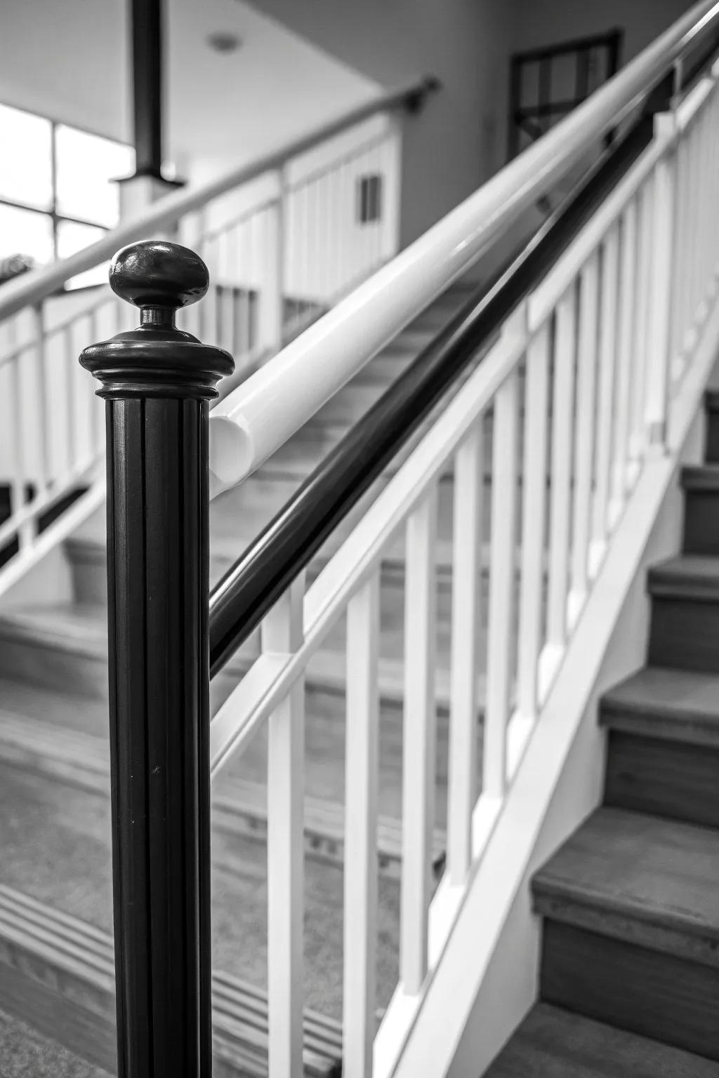 Monochrome railing for a bold and stylish statement.