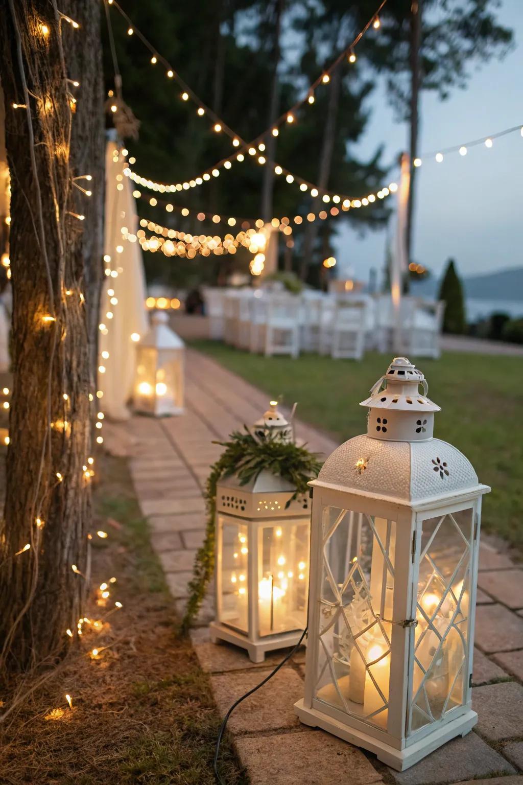 Fairy lights are great for adding a fun effect to lanterns.