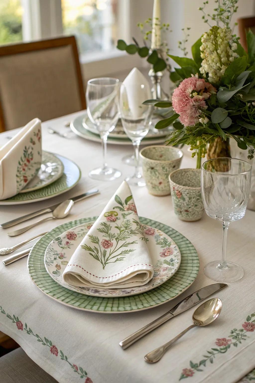 A harmonious table placement using existing homeware and themed accents.