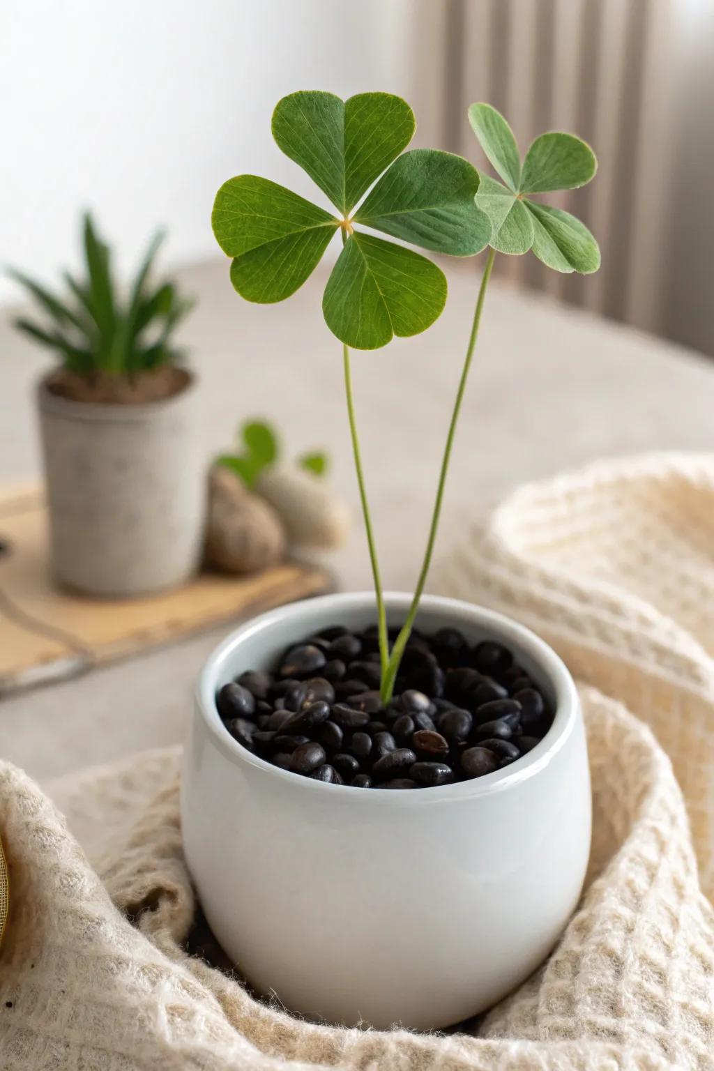 Feel the charm of simplicity with this four-leaf clover showpiece.