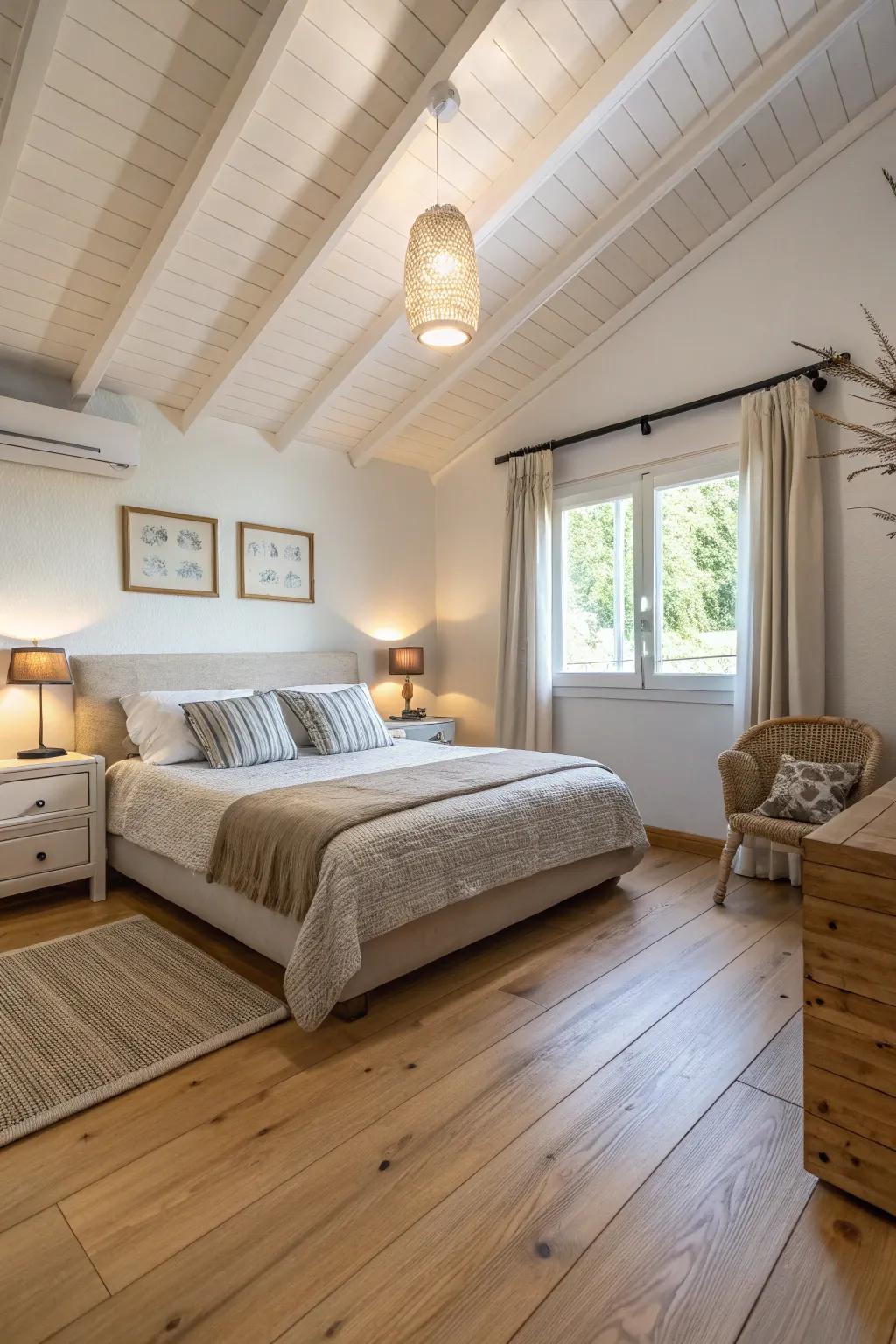 Low clearance furniture underscoring the airy atmosphere of light wood floors.