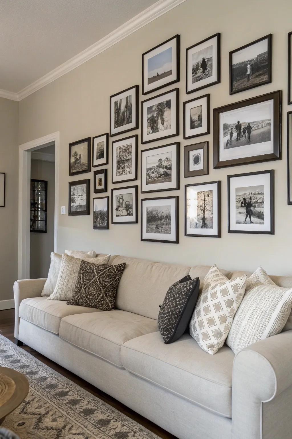 Go trendy by setting a monochrome wall layout within your photography.
