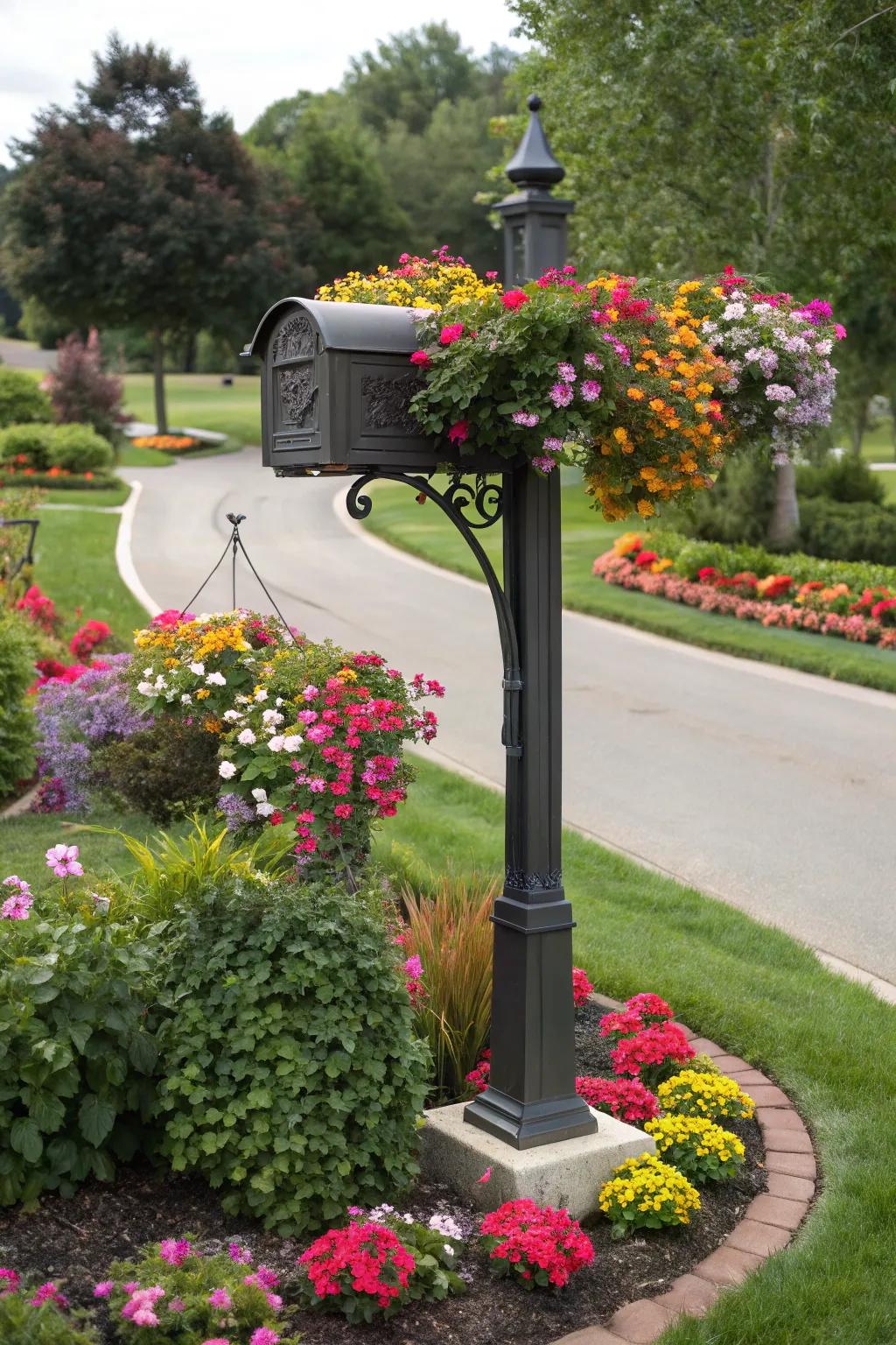Mailbox stands with growing areas add color and life to your entryway.