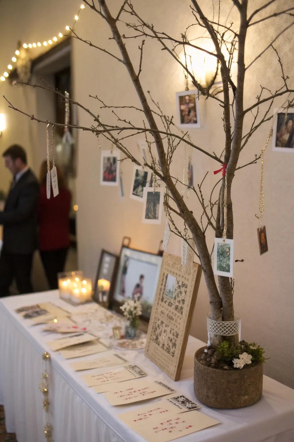 A memory arbor invites guests to share their thoughts and memories.