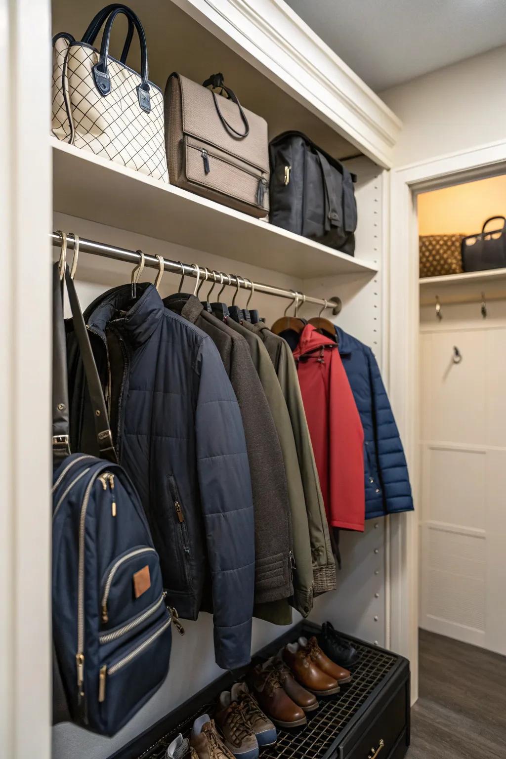 Proper hooks for quick reach for frequently used things.