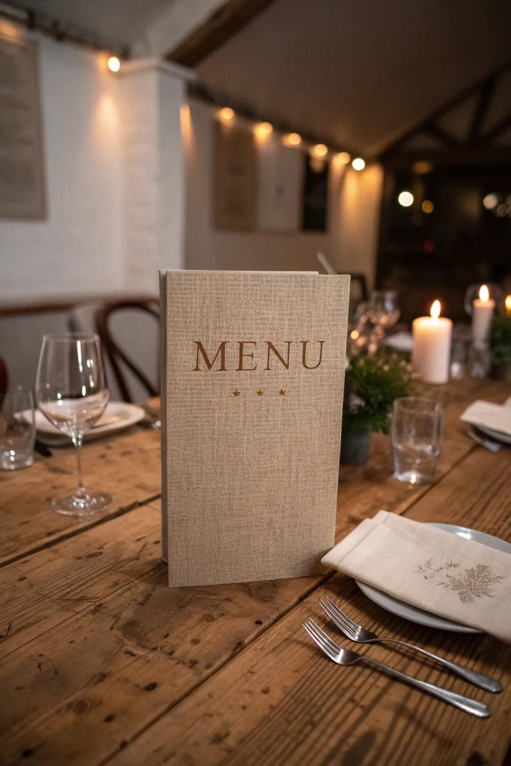 Textured backdrops inject tactile interest into your menu design.