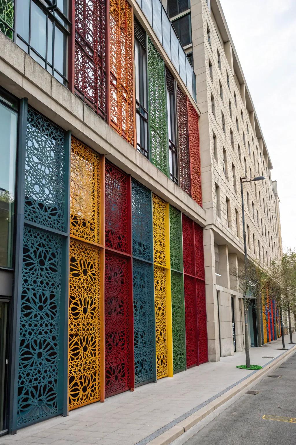 Lively screens create a striking proclamation on this facing.