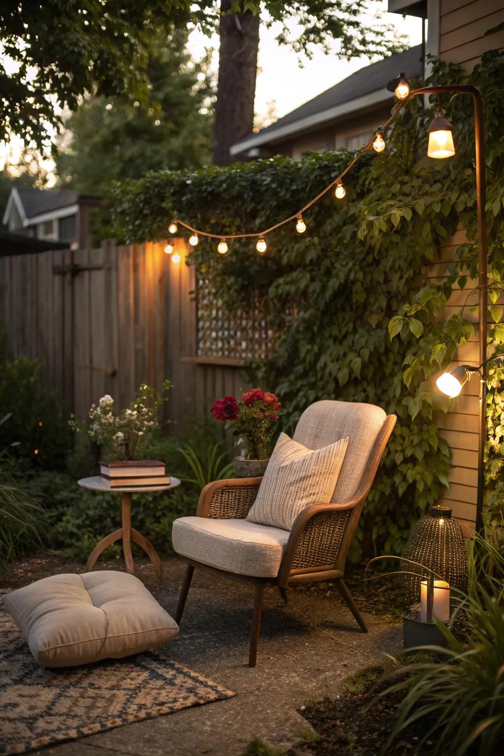 A perusing nook delivers a personal refuge in your yard.