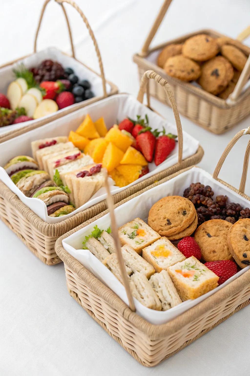 Petite barbecue baskets make for a thoughtful personal touch.