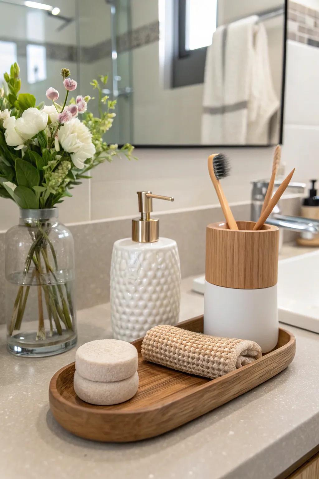 Mixing compositions adds depth to the minimalist design.