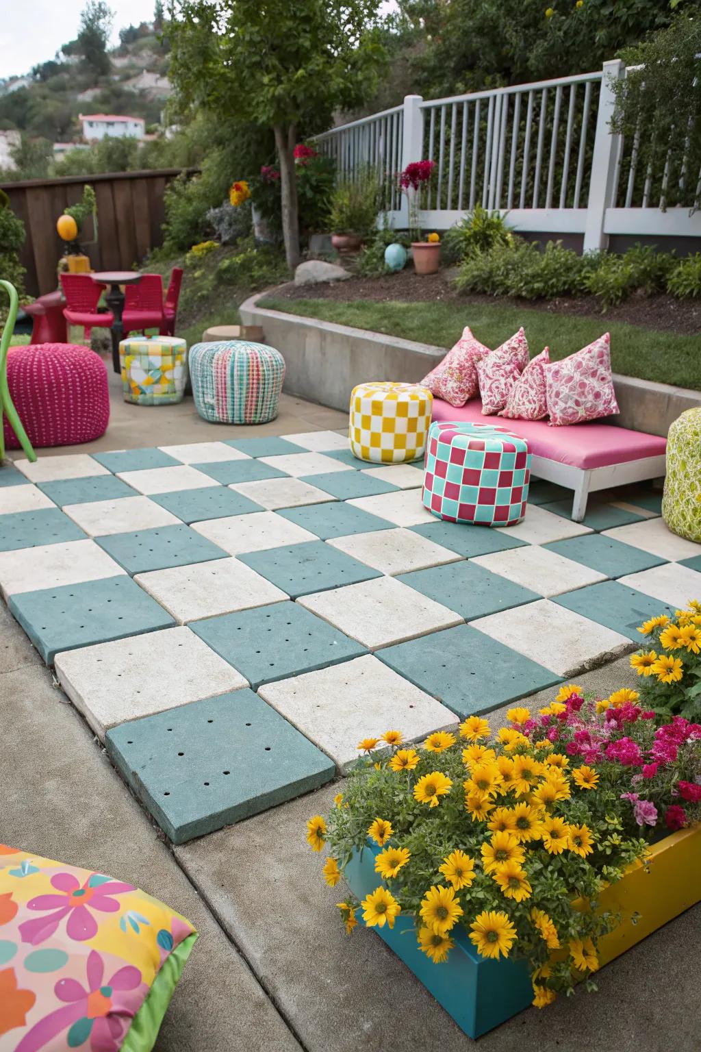 Checkerboard patterns add a playful, classic touch.
