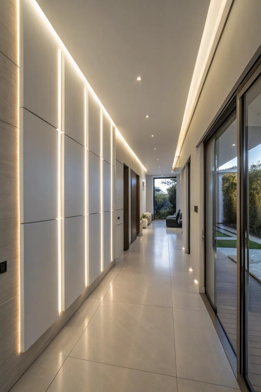 Fitted led boards gives a forward-looking vibe to a hall.
